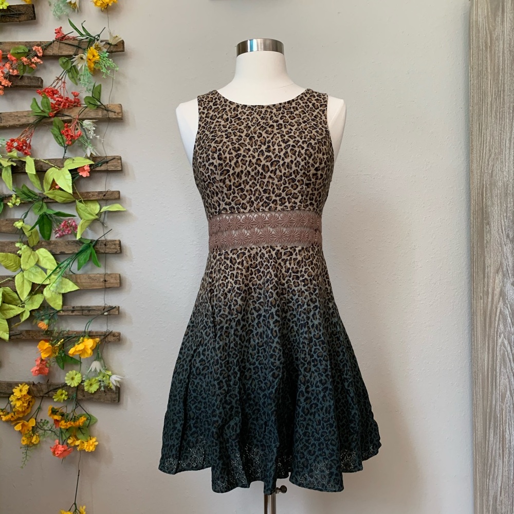 Free People Leopard Daisy Fit and Flare Dress